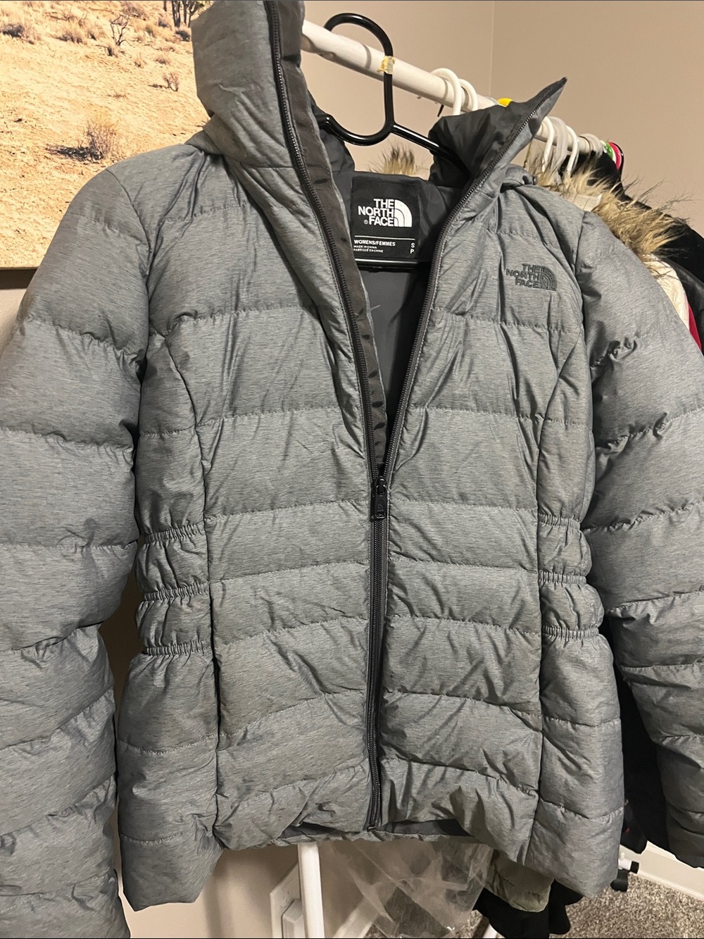 The North Face Women's Heather Gray Quilted Puffer Jacket